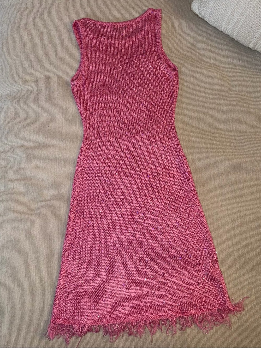 Asta Resort Natalia Pink Shimmer Knit Dress Mini XS Sequin Cute Party Cocktail - Picture 4 of 9